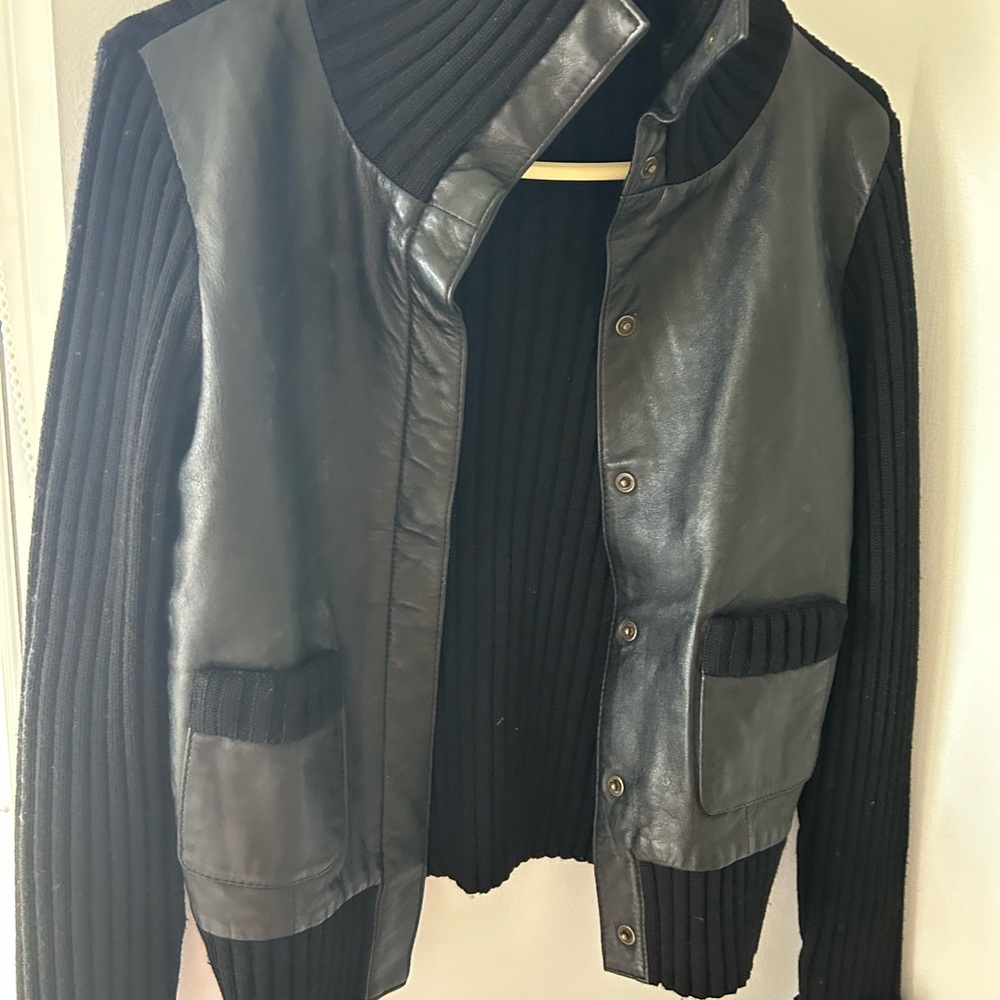 Black Leather and Knit Jacket